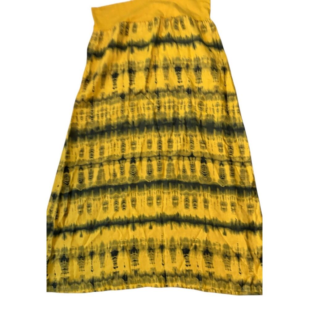 Bryn Walker Linen Maxi Skirt Yellow Black Tie Dye Womens M Beach Lagenlook - Picture 6 of 11